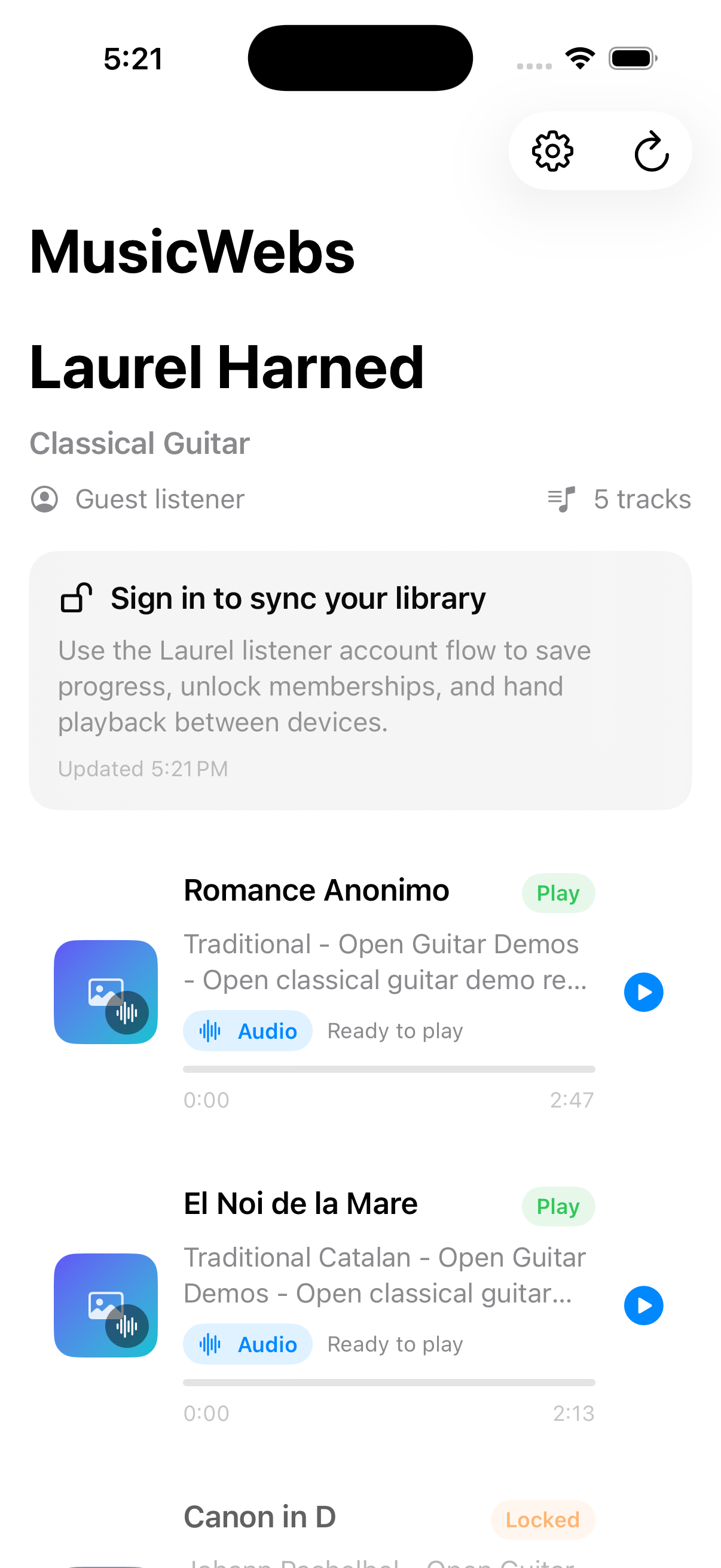 iOS media rows with artwork, media kind, progress, and locked states