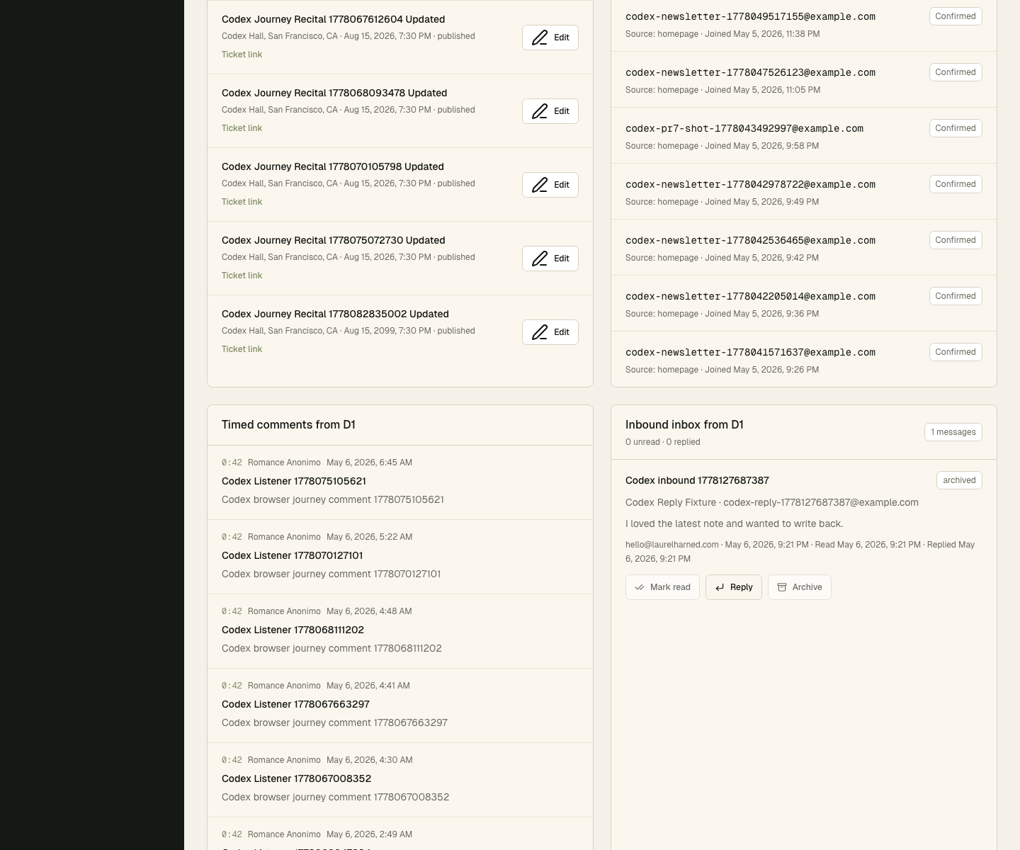 Inbound reply center in admin