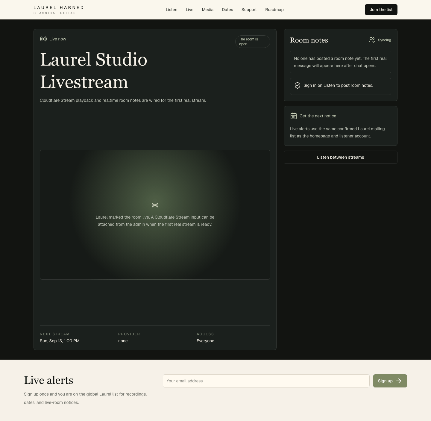 Live room with Stream metadata and realtime chat