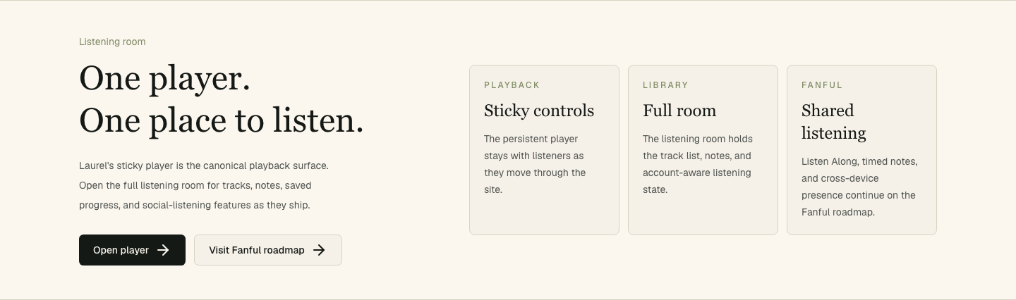 Homepage launch polish and listening story